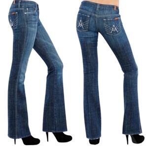 7 For All Mankind "A" Pocket Bootcut Jeans Low Rise 24 Flare Blue Denim Classic